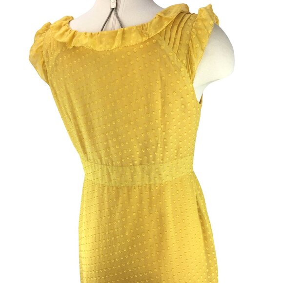 Anthropologie Moulinette Soeurs Behind the Clouds Yellow Swiss Dot Dress Size 4 - Picture 10 of 14